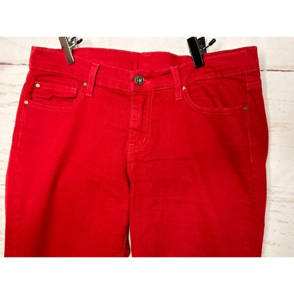 Angry Rabbit Burgundy Crimson Red Stretchy Soft Jeans Skinny Tapered Leg Sz 28/7 - Picture 7 of 12